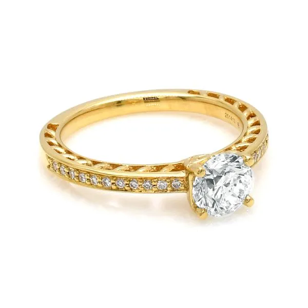 18K Yellow Gold 1.01ctw I/SI2 Accented Shank Diamond Ring Image 3 Raleigh Diamond Fine Jewelry Raleigh, NC