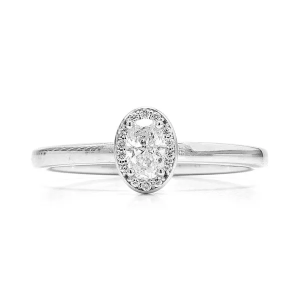 14K White Gold 0.28ctw Oval Halo Diamond Engagement Ring Raleigh Diamond Fine Jewelry Raleigh, NC