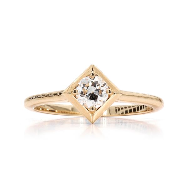 14K Yellow Gold 0.45ctw Shield Solitaire Engagement Ring Raleigh Diamond Fine Jewelry Raleigh, NC