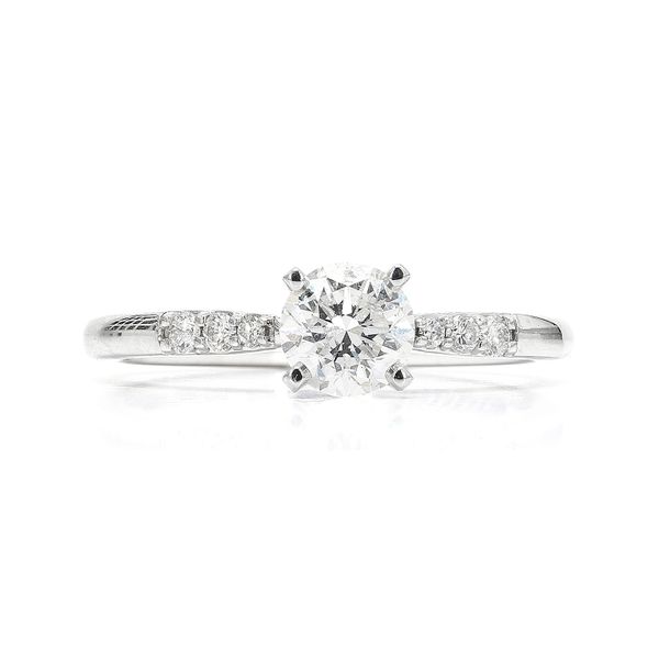 14K White Gold 0.86ctw Accented Shank Diamond Engagement Ring Size 7.0 Raleigh Diamond Fine Jewelry Raleigh, NC