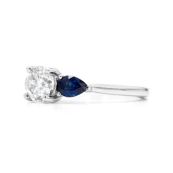 14K White Gold 1.50ctw I/I1 3-Stone Diamond and Sapphire Size 6.25 Image 2 Raleigh Diamond Fine Jewelry Raleigh, NC