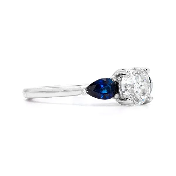 14K White Gold 1.50ctw I/I1 3-Stone Diamond and Sapphire Size 6.25 Image 3 Raleigh Diamond Fine Jewelry Raleigh, NC