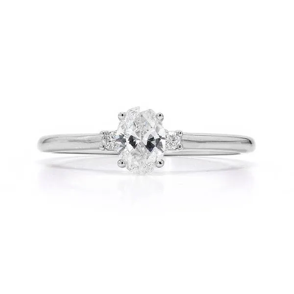 14K White Gold 0.53ctw G-H/SI 3-Stone Oval Signature Diamond Ring Raleigh Diamond Fine Jewelry Raleigh, NC