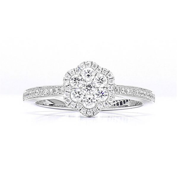 14K White Gold 0.50ctw Cluster Diamond Size 6.5 Raleigh Diamond Fine Jewelry Raleigh, NC