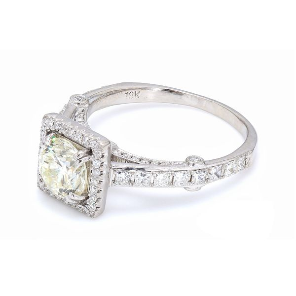 Estate 18K White Gold 1.62ctw Square Halo Diamond Engagement Ring Image 2 Raleigh Diamond Fine Jewelry Raleigh, NC