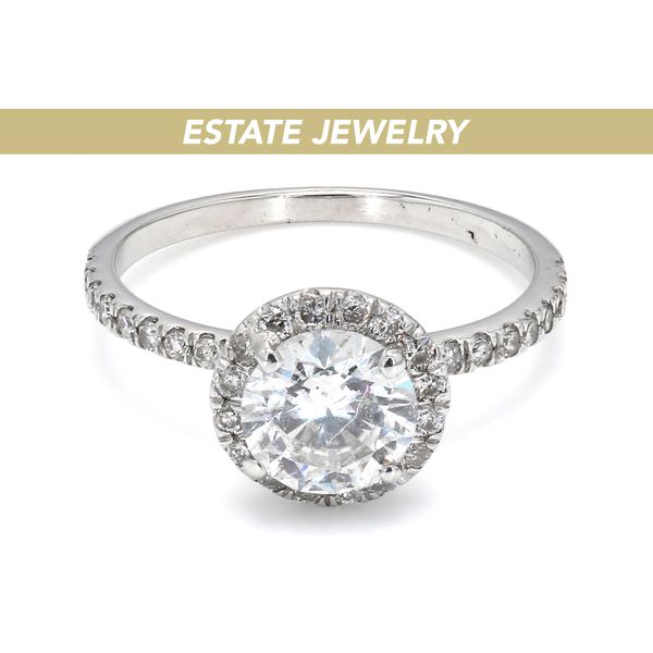 Estate 14K White Gold 1.00ctw Halo Diamond Engagement Ring Raleigh Diamond Fine Jewelry Raleigh, NC