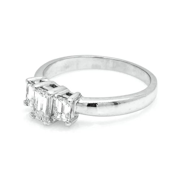 Estate Platinum 0.90ctw H/VS2 3-Stone Emerald Cut Diamond Engagement Ring Image 2 Raleigh Diamond Fine Jewelry Raleigh, NC