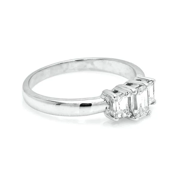 Estate Platinum 0.90ctw H/VS2 3-Stone Emerald Cut Diamond Engagement Ring Image 3 Raleigh Diamond Fine Jewelry Raleigh, NC