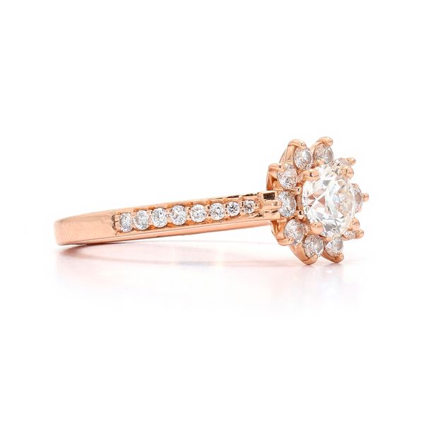 Estate 14K Rose Gold 1.5 cttw Flower Style Diamond Engagement Ring Image 3 Raleigh Diamond Fine Jewelry Raleigh, NC