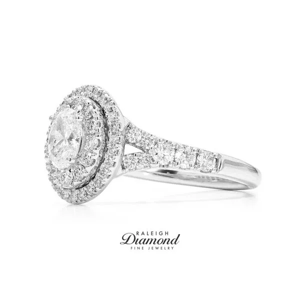 14K White Gold 1.26ctwl Double Halo Oval Diamond Engagement Ring Image 2 Raleigh Diamond Fine Jewelry Raleigh, NC