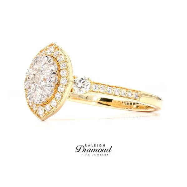 Estate 14K Yellow Gold 1.15ctw Halo Cluster Diamond Engagement Ring Image 2 Raleigh Diamond Fine Jewelry Raleigh, NC