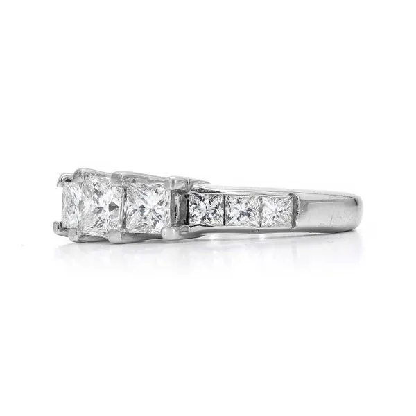 Estate The Leo 18K Platinum 1.52ctw F-G/VS1-VS2 3-Stone Princess Cut Diamond Size 5.5 Image 2 Raleigh Diamond Fine Jewelry Raleigh, NC