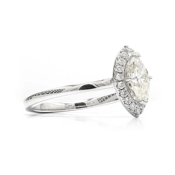 14K White Gold 0.80ctw J-K/SI1 Marquise Halo Diamond Ring Image 3 Raleigh Diamond Fine Jewelry Raleigh, NC