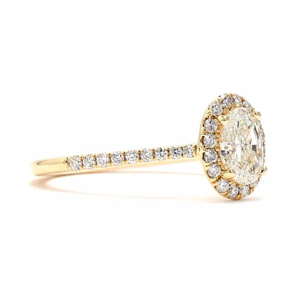 14K Yellow Gold 0.98ctw G/SI1 Oval Halo Diamond Size 6.75 Image 2 Raleigh Diamond Fine Jewelry Raleigh, NC