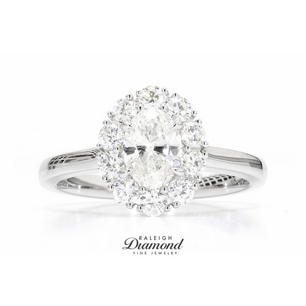 18K White Gold 1.34ctw Halo Diamond Engagement Ring Raleigh Diamond Fine Jewelry Raleigh, NC
