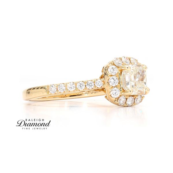 14K Yellow Gold 1.51ctw Halo Diamond Engagement Ring Image 3 Raleigh Diamond Fine Jewelry Raleigh, NC