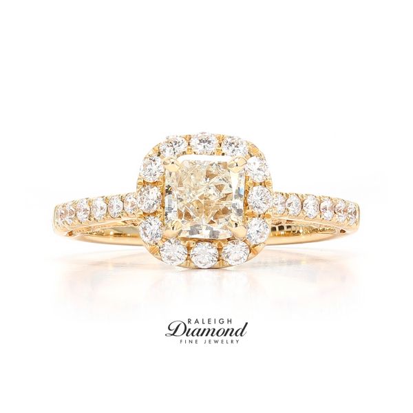 14K Yellow Gold 1.51ctw Halo Diamond Engagement Ring Raleigh Diamond Fine Jewelry Raleigh, NC