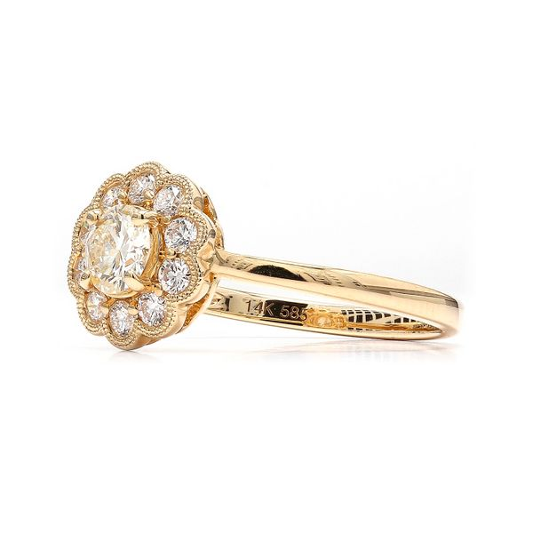 14K Yellow Gold 0.76ctw Scalloped Halo Diamond Engagement Ring Image 2 Raleigh Diamond Fine Jewelry Raleigh, NC