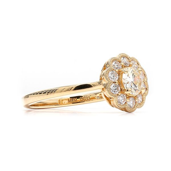 14K Yellow Gold 0.76ctw Scalloped Halo Diamond Engagement Ring Image 3 Raleigh Diamond Fine Jewelry Raleigh, NC