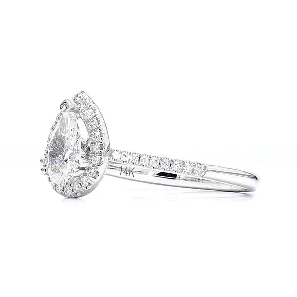 14K White Gold 0.89ctw E/SI1 Pear Halo Diamond Ring Image 2 Raleigh Diamond Fine Jewelry Raleigh, NC