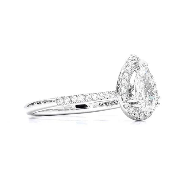 14K White Gold 0.89ctw E/SI1 Pear Halo Diamond Ring Image 3 Raleigh Diamond Fine Jewelry Raleigh, NC
