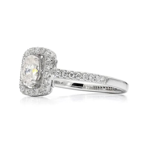 14K White Gold 0.77ctw Oval in Cushion Halo Diamond Ring Image 2 Raleigh Diamond Fine Jewelry Raleigh, NC