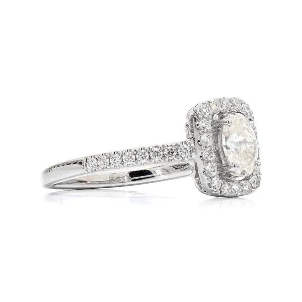14K White Gold 0.77ctw Oval in Cushion Halo Diamond Ring Image 3 Raleigh Diamond Fine Jewelry Raleigh, NC