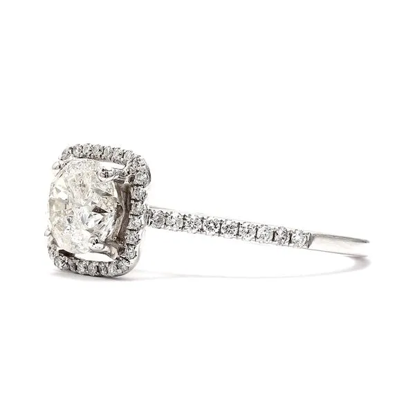 14K White Gold 1.23ctw G-H/SI2 Halo Diamond Ring Image 2 Raleigh Diamond Fine Jewelry Raleigh, NC