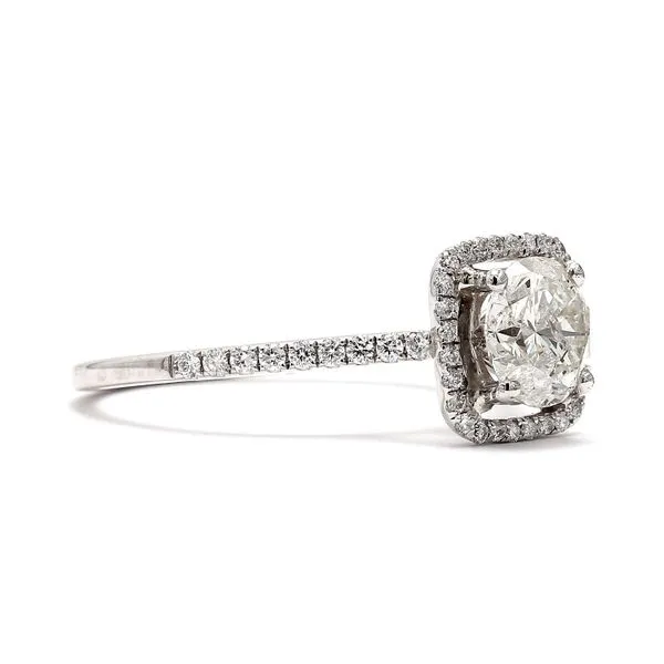 14K White Gold 1.23ctw G-H/SI2 Halo Diamond Ring Image 3 Raleigh Diamond Fine Jewelry Raleigh, NC