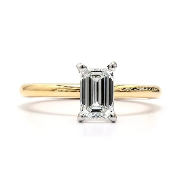 18K Yellow Gold Platinum 1.00ctw F/VS2 Natural Diamond Emerald Cut GIA Ring Raleigh Diamond Fine Jewelry Raleigh, NC