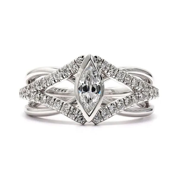 18K White Gold 0.63ctw G-H/SI1 Marquise Bezel + RBC Diamond Engagement Ring Size 6.25 Raleigh Diamond Fine Jewelry Raleigh, NC