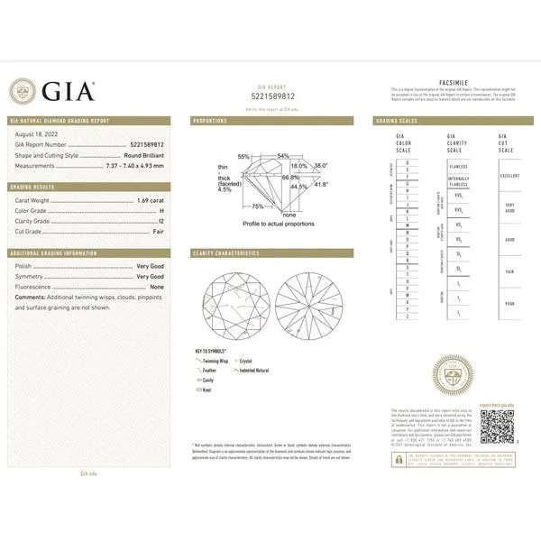 14K White Gold 2.44ctw H/I2 RBC GIA Diamond Image 4 Raleigh Diamond Fine Jewelry Raleigh, NC