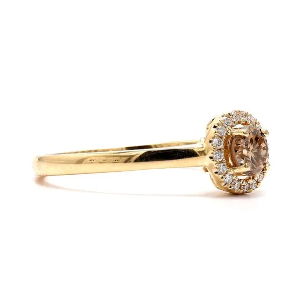 14K Yellow Gold 0.41ctw Cognac RBC Halo Diamond Size 6.25 Image 3 Raleigh Diamond Fine Jewelry Raleigh, NC