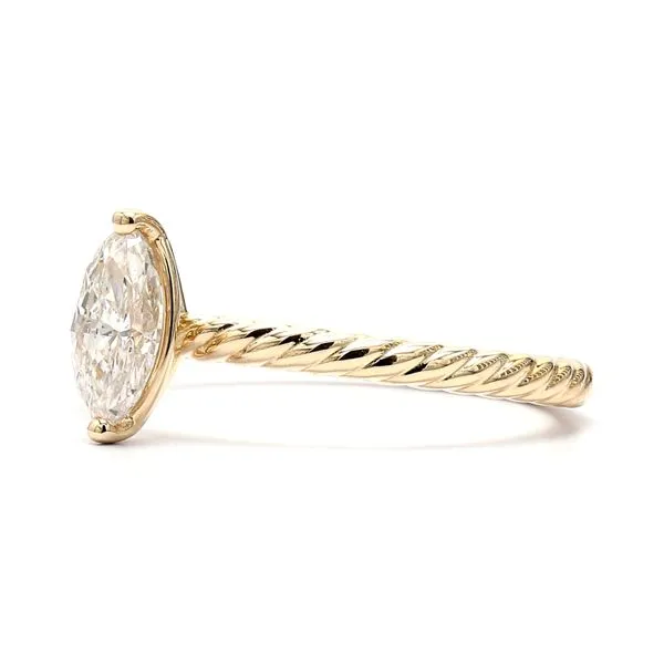 14K Yellow Gold 0.60ctw I/SI2 Marquise Rope Shank Diamond  Ring Image 2 Raleigh Diamond Fine Jewelry Raleigh, NC
