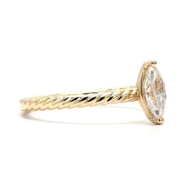 14K Yellow Gold 0.60ctw I/SI2 Marquise Rope Shank Diamond  Ring Image 3 Raleigh Diamond Fine Jewelry Raleigh, NC