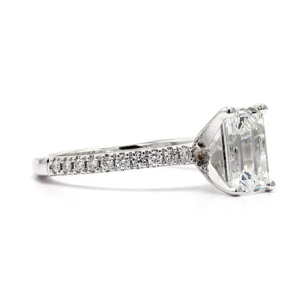 14K White Gold 1.35ctw F/SI2 Emerald Cut GIA Certified Diamond Ring Image 3 Raleigh Diamond Fine Jewelry Raleigh, NC