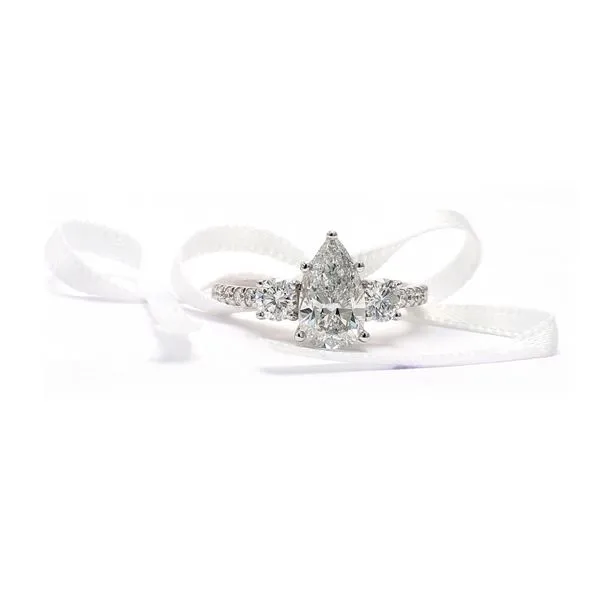 14K White Gold 2.43ctw H/SI2 3-Stone Pear Brilliant Diamond Ring GIA Inscribed Image 4 Raleigh Diamond Fine Jewelry Raleigh, NC