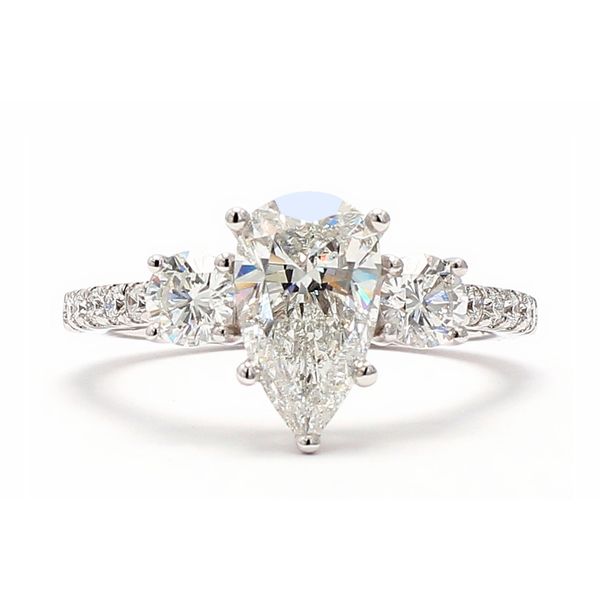 14K White Gold 2.43ctw H/SI2 3-Stone Pear Brilliant Diamond Ring GIA Inscribed Raleigh Diamond Fine Jewelry Raleigh, NC
