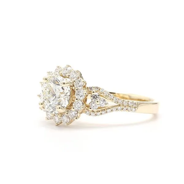 14K Yellow Gold 1.91ctw I/SI2 Diamond Halo Size 6.5 Image 2 Raleigh Diamond Fine Jewelry Raleigh, NC