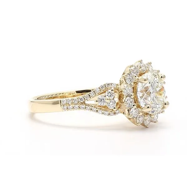 14K Yellow Gold 1.91ctw I/SI2 Diamond Halo Size 6.5 Image 3 Raleigh Diamond Fine Jewelry Raleigh, NC
