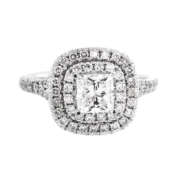 14K White Gold 1.30ctw H/VS2 Princess Double Halo Diamond Ring Raleigh Diamond Fine Jewelry Raleigh, NC