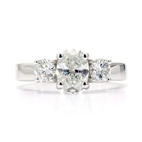 14K White Gold 1.65ctw H/I1 3 Stones Diamond Engagement Ring Size 6.75 Raleigh Diamond Fine Jewelry Raleigh, NC