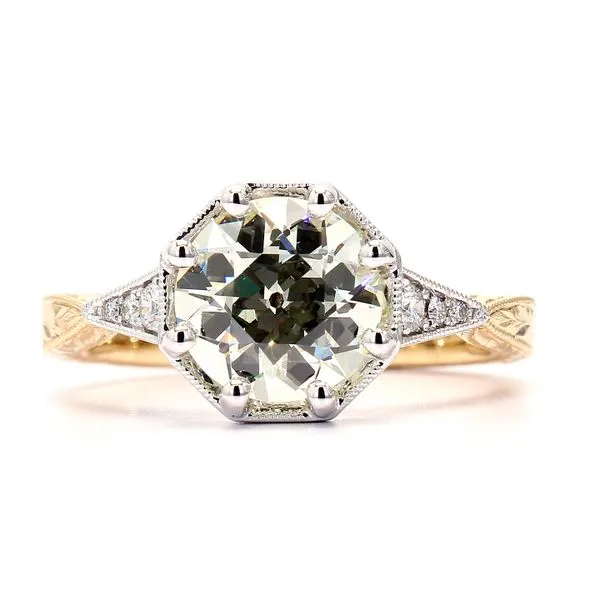 14K Whie & Yellow Gold 2.16ctw N/SI1 Old Euro GIA Diamond Ring Raleigh Diamond Fine Jewelry Raleigh, NC