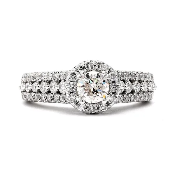 14K White Gold 0.79ctw G/I2 Halo Engagement Ring Size 5 Raleigh Diamond Fine Jewelry Raleigh, NC