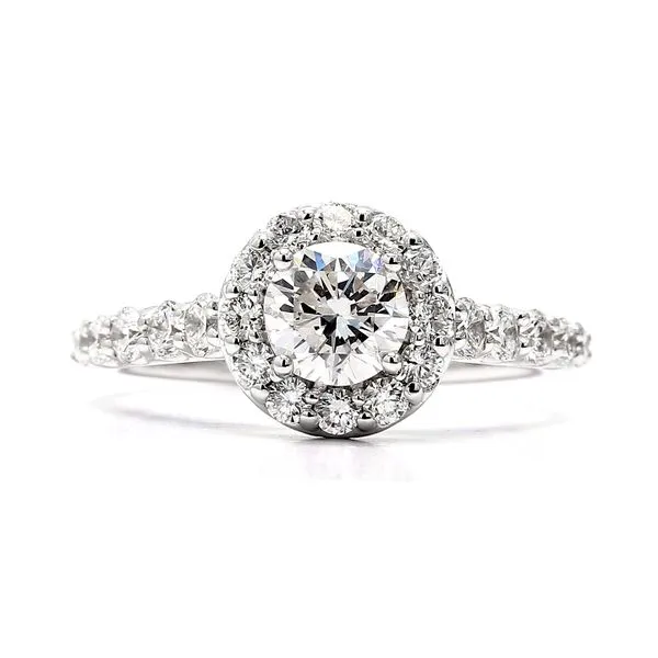14K White Gold 1.70ctw D/SI1 Halo & Shank Diamond Engagement Ring Size 6.75 Raleigh Diamond Fine Jewelry Raleigh, NC