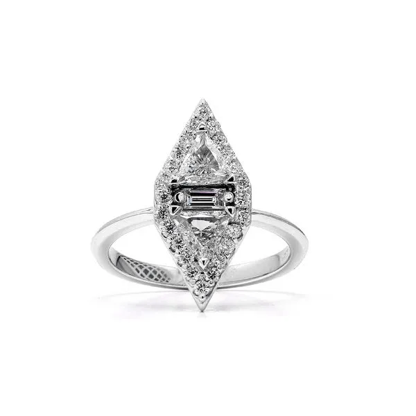 14K White Gold 1.00ctw Trilions + Bag & Halo RBC Diamonds Raleigh Diamond Fine Jewelry Raleigh, NC