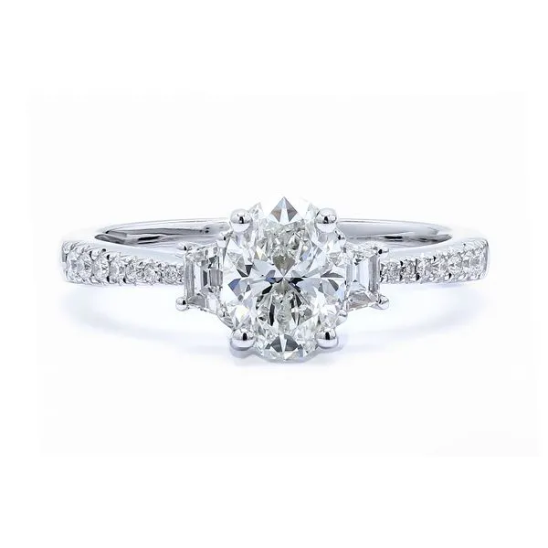 14K White Gold 1.24ctw H/VS2 Trapezoid & RBC Diamond Engagement Ring Raleigh Diamond Fine Jewelry Raleigh, NC