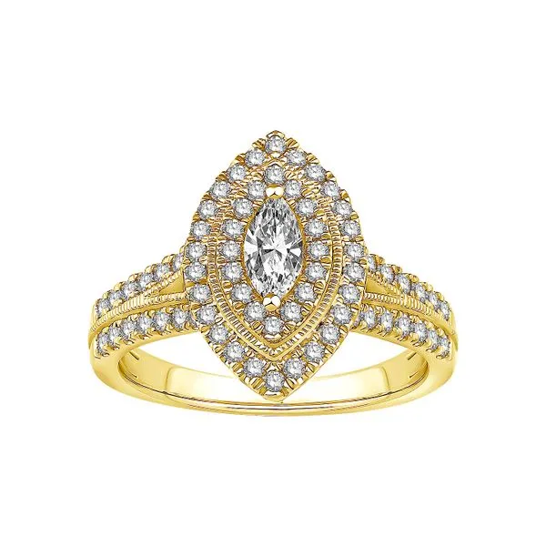 14K Yellow Gold1.00ctw Marquise Center Stone with Diamond Accents Engagement Ring Size 7 Raleigh Diamond Fine Jewelry Raleigh, NC