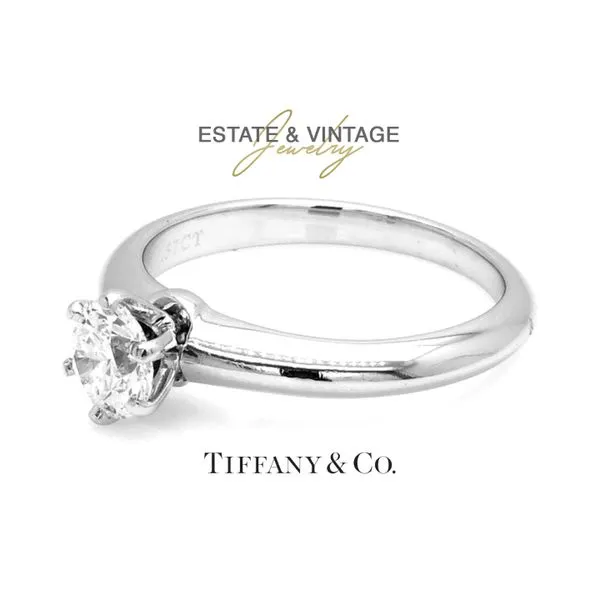 Estate Tiffany & Co. Platinum 0.57ctw G/VS1 Solitaire Diamond Size 6 Image 2 Raleigh Diamond Fine Jewelry Raleigh, NC