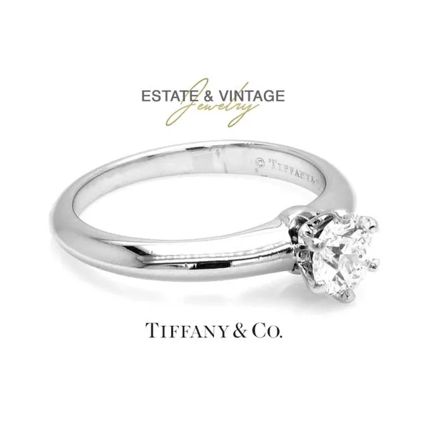 Estate Tiffany & Co. Platinum 0.57ctw G/VS1 Solitaire Diamond Size 6 Image 3 Raleigh Diamond Fine Jewelry Raleigh, NC